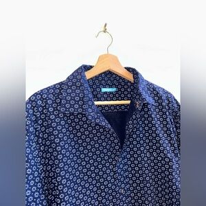 ❌SOLD❌ J. McLaughlin Navy White Flower Print Cotton Men’s Button Down Size XL